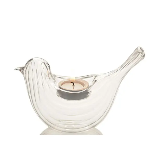 Portacandele in vetro tealight bird