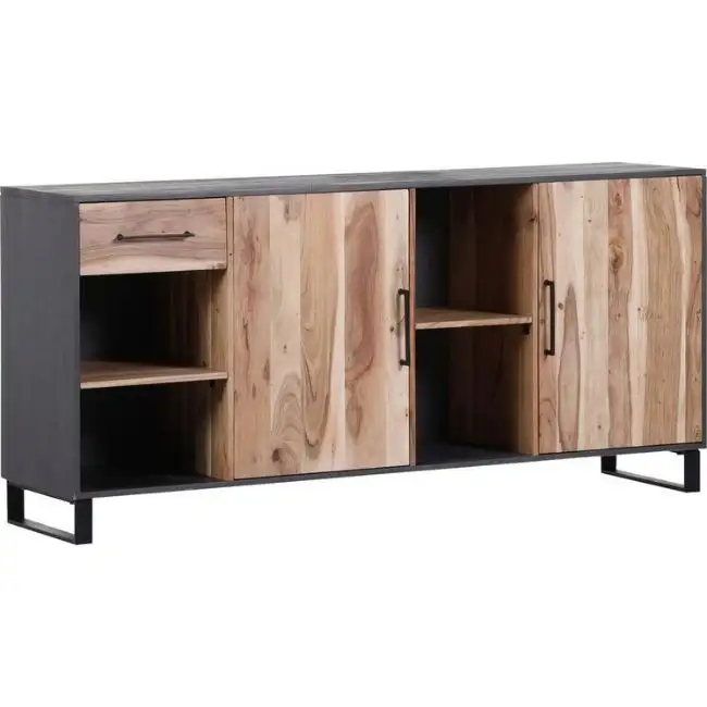 FER INDIEN INDUSTRIEL & VINTAGE ET VIEUX BOIS DE SHEESHAM MASSIF MEUBLES DE SALON Buffet 2 PORTES