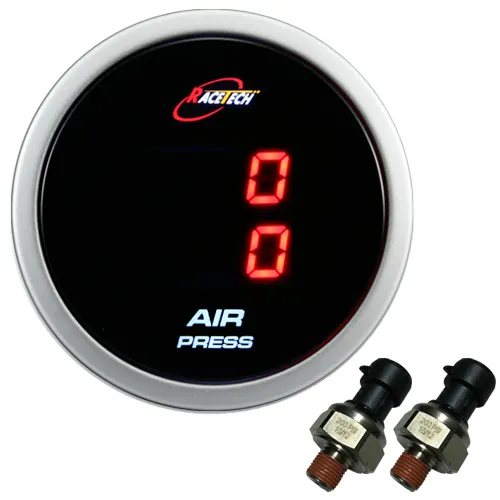 Indicador Digital de presión de aire Dual para coche, Kit de suspensión de bolsa de aire, Sensor electrónico incluido, 52mm, LED rojo, fácil de instalar