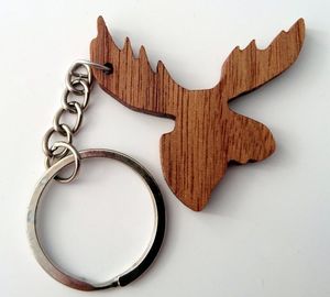 Laser cắt động vật phong cách bằng gỗ Keychain Keyring Trống Gỗ tự nhiên Thẻ quà tặng tùy chỉnh gỗ Scroll Saw dự án thủ công đồ trang sức - Product Image 4