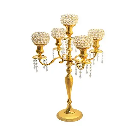 Ottone Candelabri con il cristallo boll Per La Decorazione Domestica