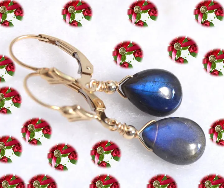 Awesome Blue Flashy Labradorite Chandelier Gems Earring Latest 925 Silver Gold Plated Earring For Fashion jewelry