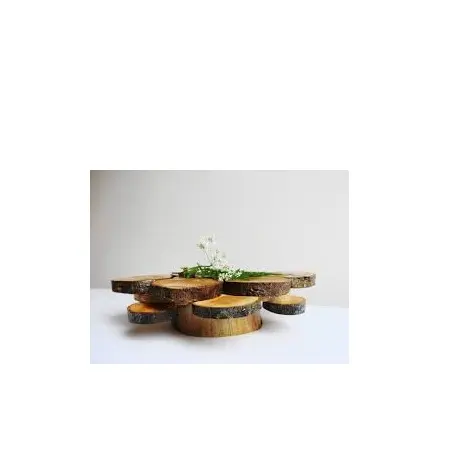 Plateau de service en bois d'acacia pour gâteau, plateau rond et créatif avec verre, pour taille personnalisée et prix pas cher, vente en gros, 12 pièces