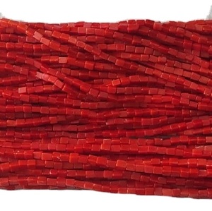 Kırmızı turuncu mercan kare küp boncuk 3 ila 5 MM teller takı yapımı için kolye yuvarlak şekil A sınıfı 18 inç-45 CM - Product Image 2