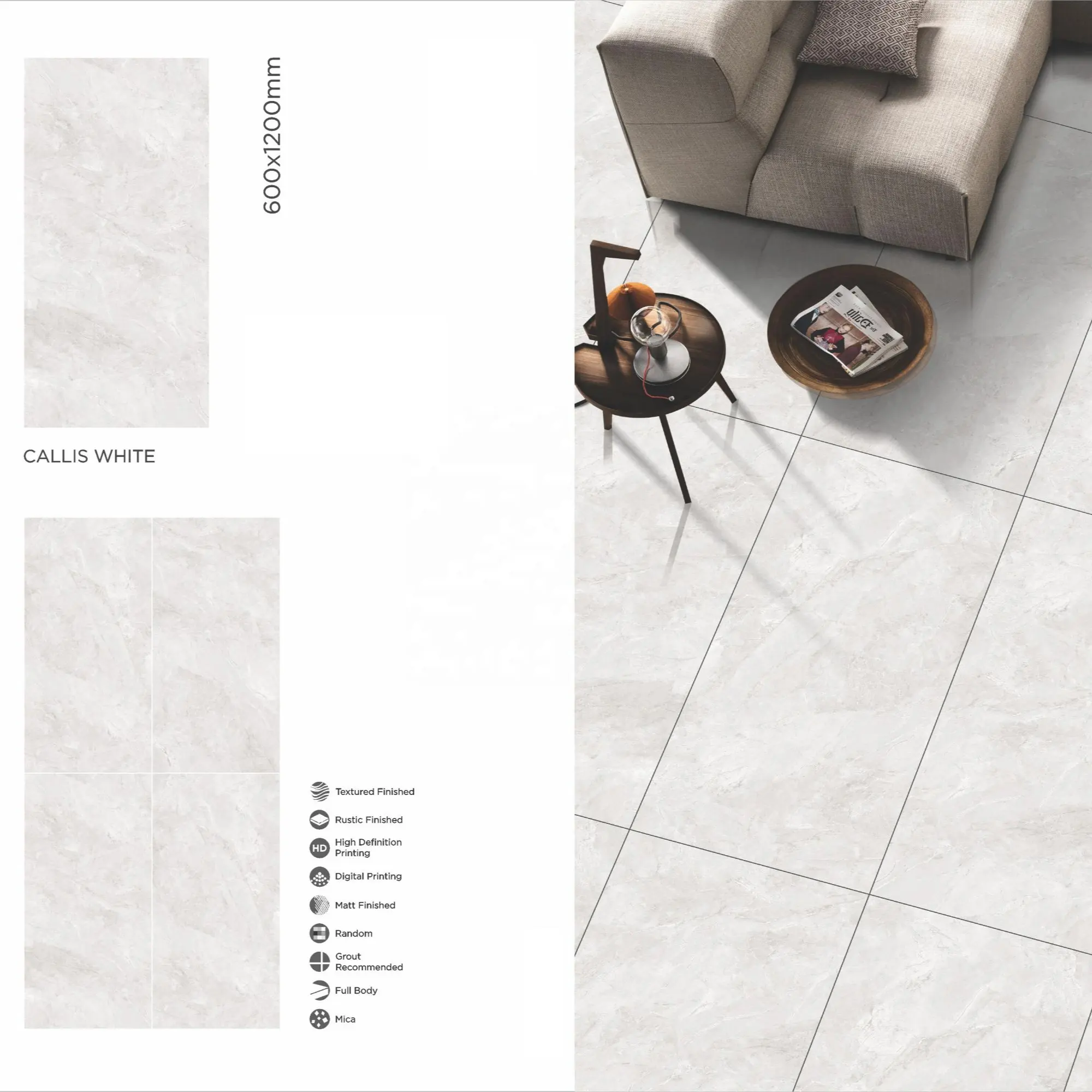 Qualità Callis White 60x120 gres porcellanato spagnolo 2x4 piastrelle per pavimenti in granito 600x1200 in America filippine Vietnam sud Africa