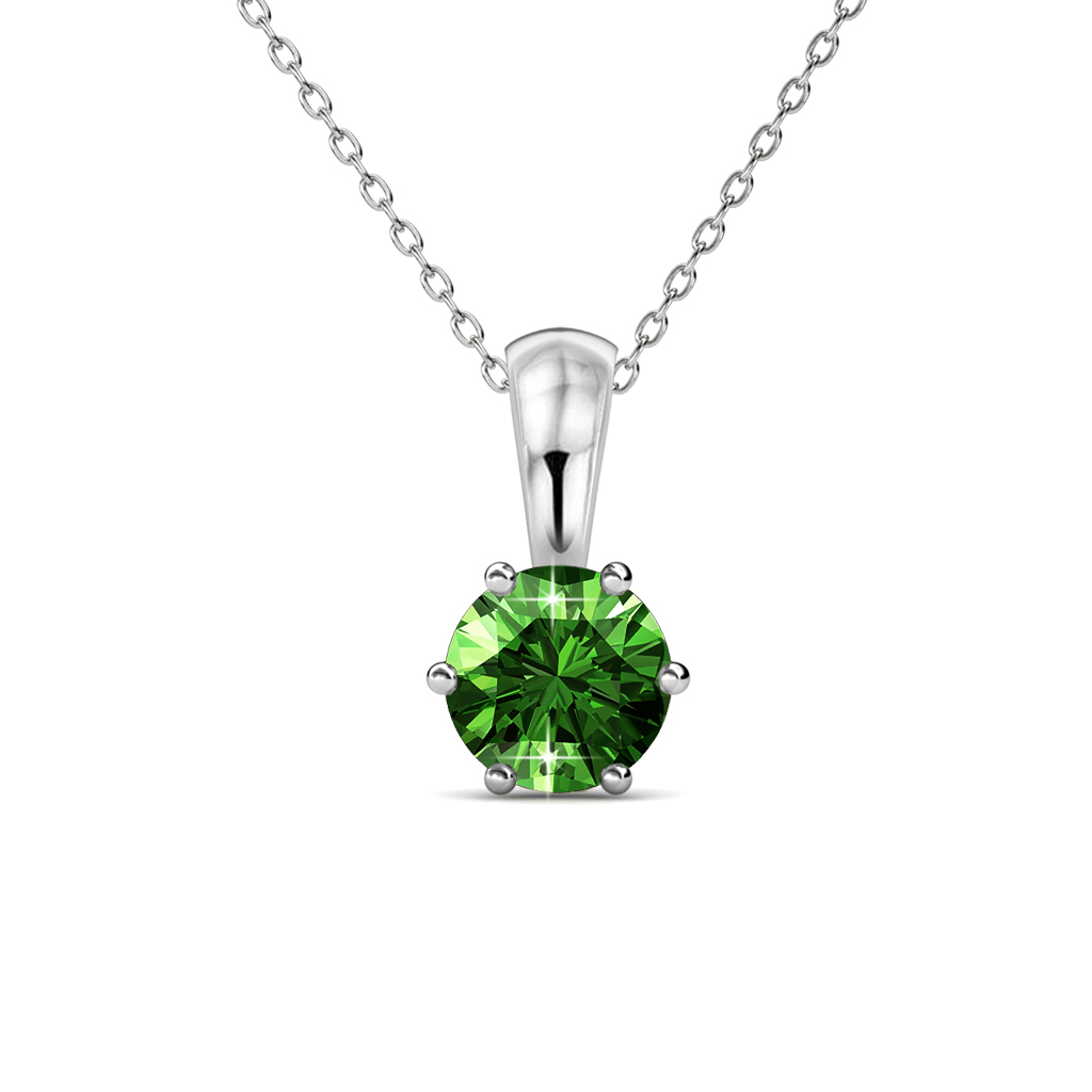 Pendentif en laiton plaqué or blanc 18 carats - Péridot