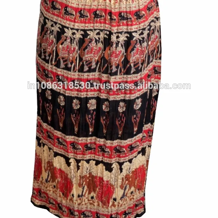 Jupe longue imprimée jupe falda florale Indienne gitane kjol Hippie Bohème Gitane Tribal Batik Animaux Taille Élastique jupe Longue Robe