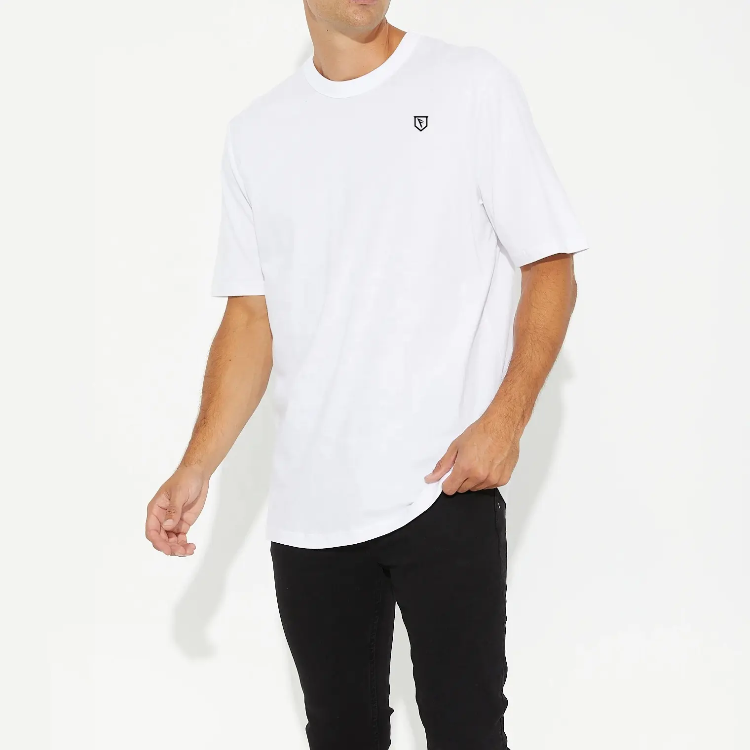 Camiseta blanca para hombre, camiseta de gran tamaño, Camiseta de algodón con hombros caídos en blanco liso, camiseta informal para hombre