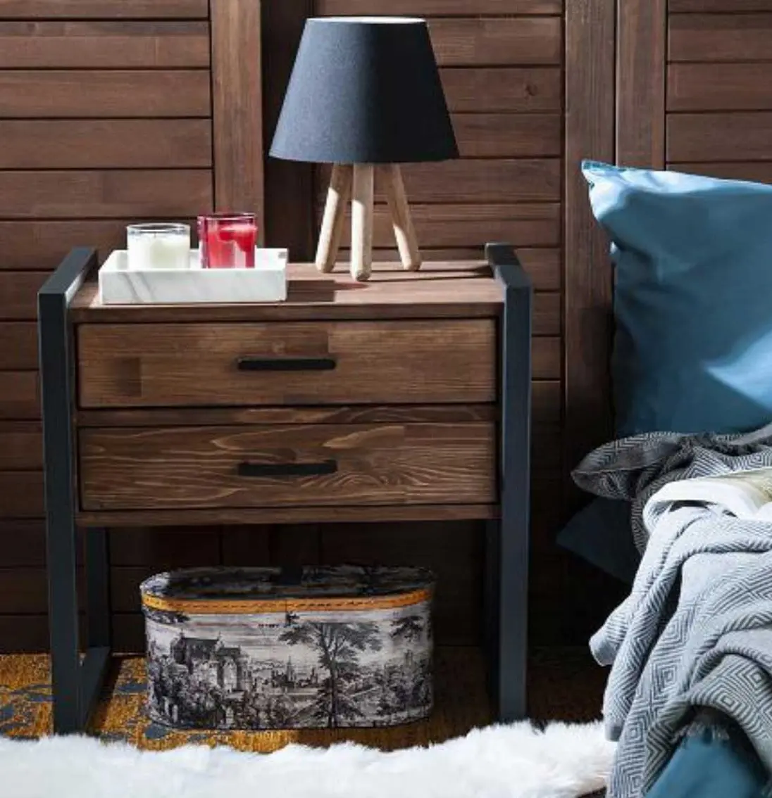 โต๊ะข้างเตียงของ Nightstand ความสง่างาม Nightstand เฟอร์นิเจอร์ไม้ที่ทันสมัยสำหรับห้องนอนและบ้าน Nightstand