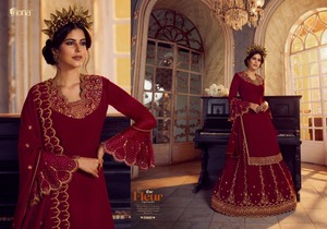 Ağır tilki Georgette ve net nakış ipek iş alt ve lehenga her iki takım elbise kadınlar için düğün ve geleneksel fonksiyonu elbise