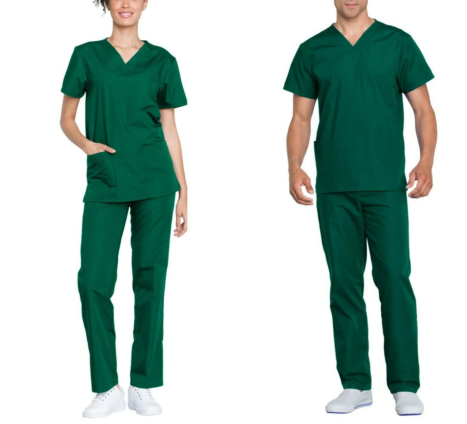 Personalizado V Neck Manga Curta de Cor Sólida Macio Tecido Funcional Design Clássico Terno Uniforme Esfrega Hospital para As Mulheres Conjunto Matagal