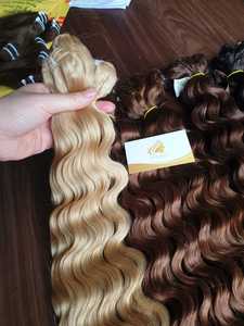 ベトナムレミーヘアエクステンションウィッグオムブレブラウン赤束深い波状二重描画