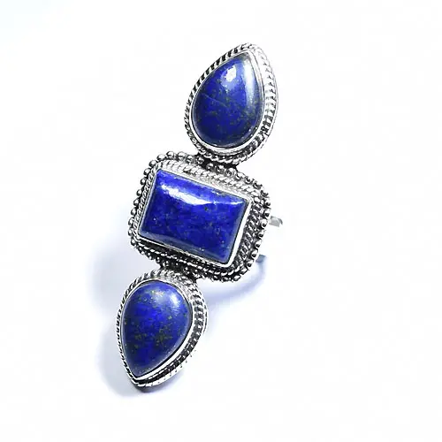 Tiga batu 925 cincin perak murni lapis lazuli larimar batu akik labradorite pelangi batu bulan perhiasan onyx rhodochrosite