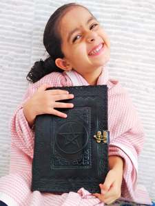 Large <strong>Celtic</strong> Embossed Black Leather Journal with Lock, Book of Shadows, Spell Book - Product Image 3