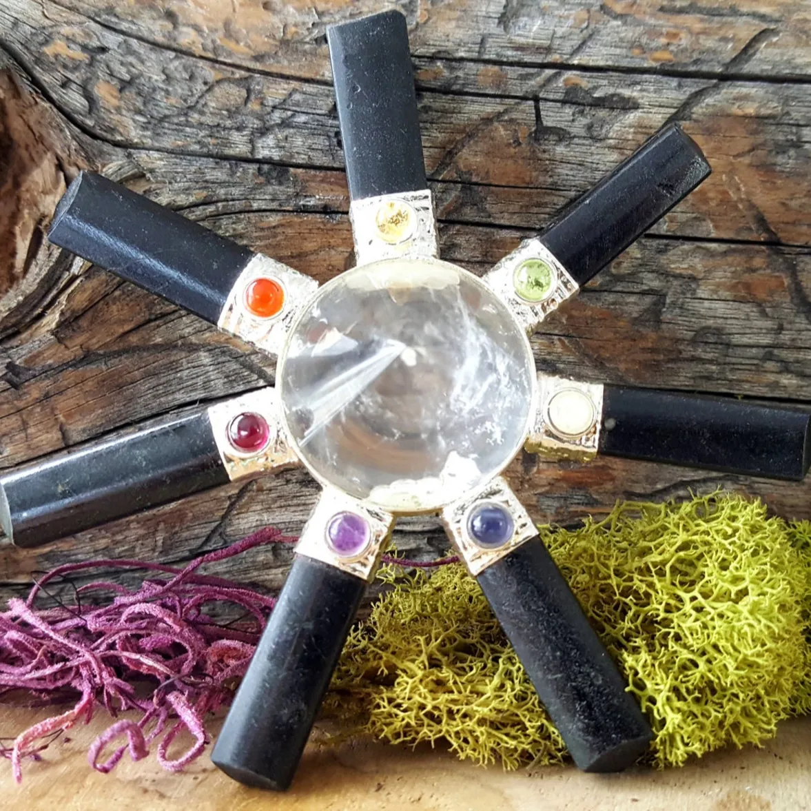 Generador de energía de 7 puntos, cristal curativo de turmalina negra, piedras de Chakra, Reiki, Gema hexagonal, cristal de Navidad