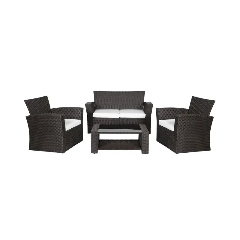 Popular Modern Luxury Leisure 4 Seat Rattan Lounge Corner Sofa Outdoor Garden Furniture Sofa Set