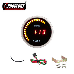 52mm 12/24 stunden display 7-segment rote led digital uhr mit silber aluminium gehäuse schwarz gauge gesicht und geräuchert objektiv für auto - Product Image 4