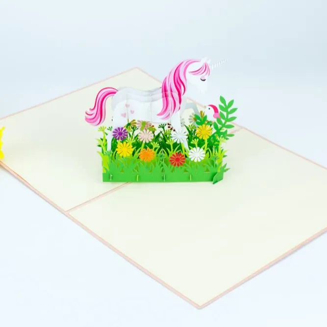 Kiricard всплывающие поздравительные открытки 3D открытки с единорогом красивые открытки ручной работы от вьетнамского производителя ручной работы