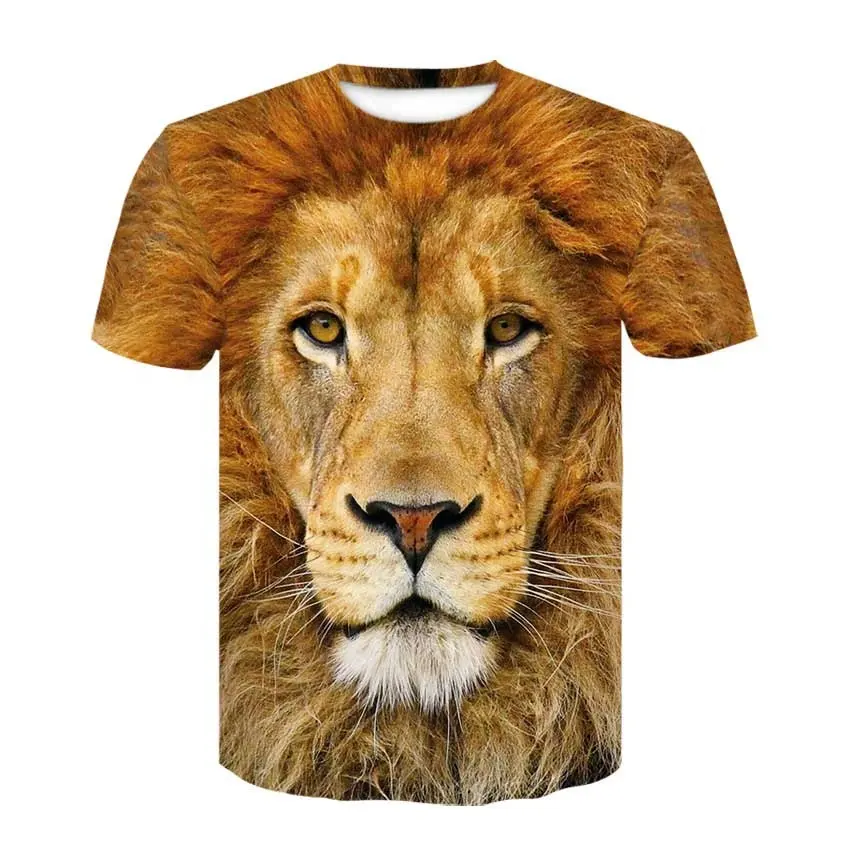 Camiseta personalizada 3d de mezcla de poliéster animal para hombre, camiseta estampada con sublimación