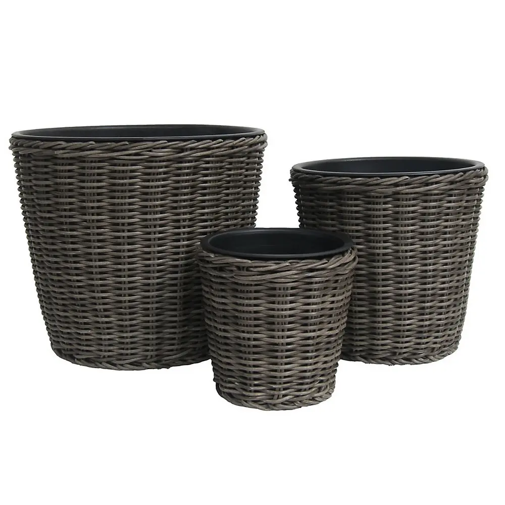 [Kiddo]- Outdoor Pots and Planters - Rattan Plant Pot Wicker Planter - Indoor Plant Stand - Ceramic Bowl Set - Garden Pottery