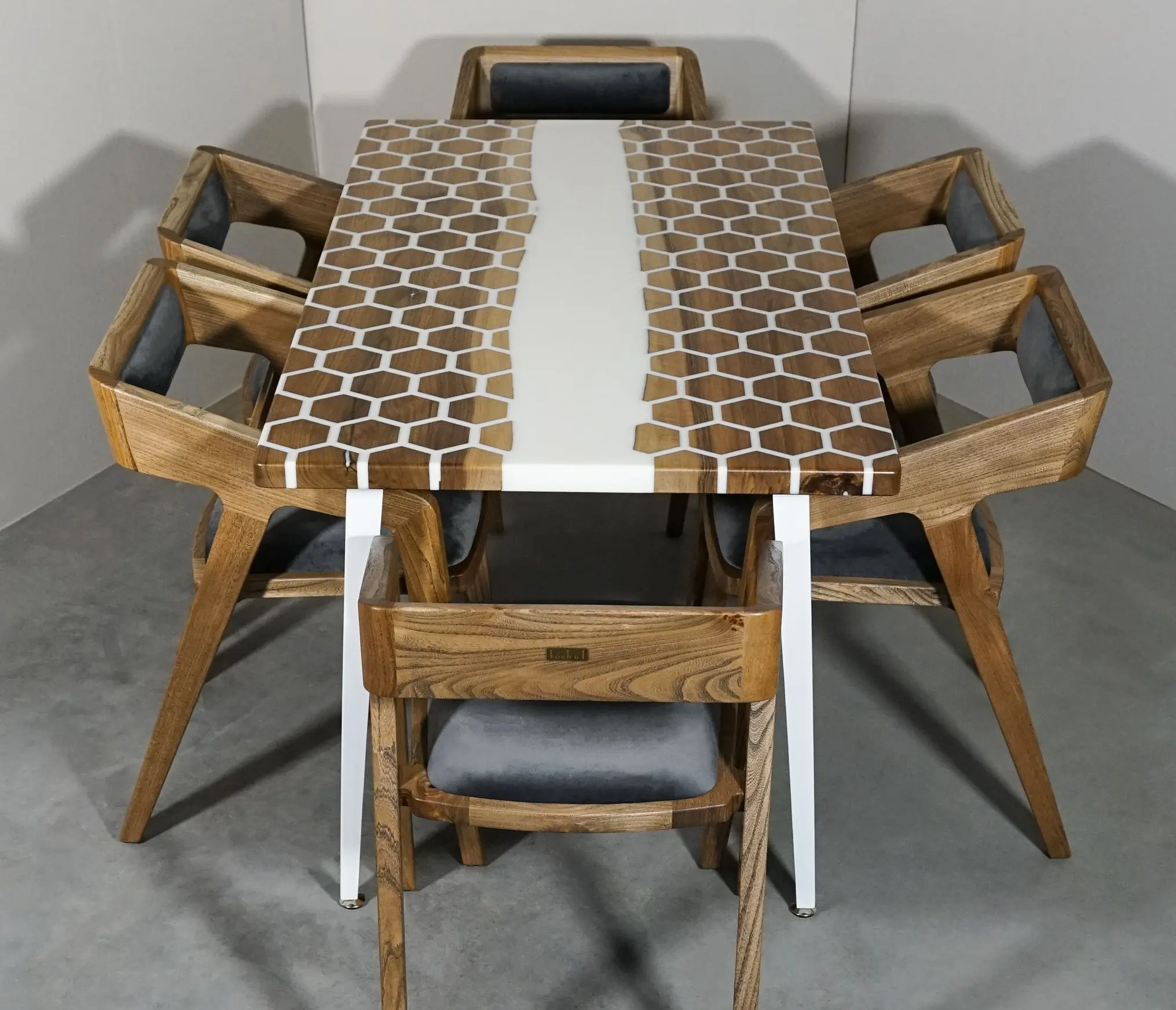 Lüks sanat Modern tasarım yüksek kaliteli Premium görünümlü ahşap mobilya epoksi reçine yemek masası