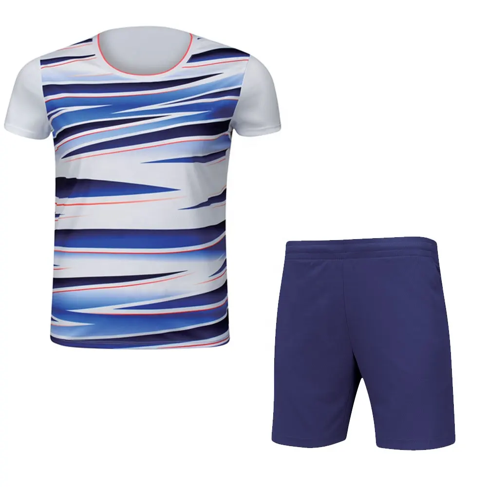 Conjunto de uniforme deportivo de tenis para hombre, venta al por mayor, camisetas y pantalones cortos con equipo personalizado