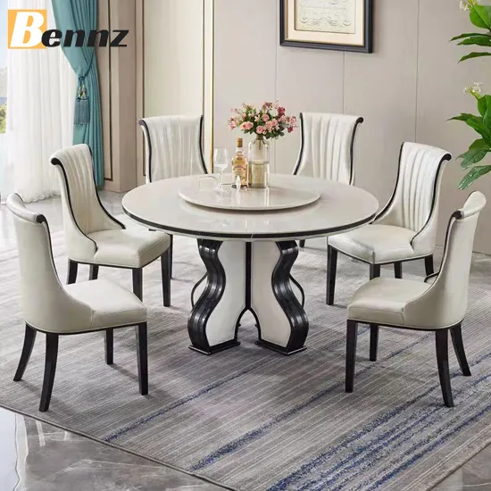 BENNZ — table à manger en marbre blanc, 1.5m, avec 6 chaises, vente directe d'usine, chine, chine, livraison directe