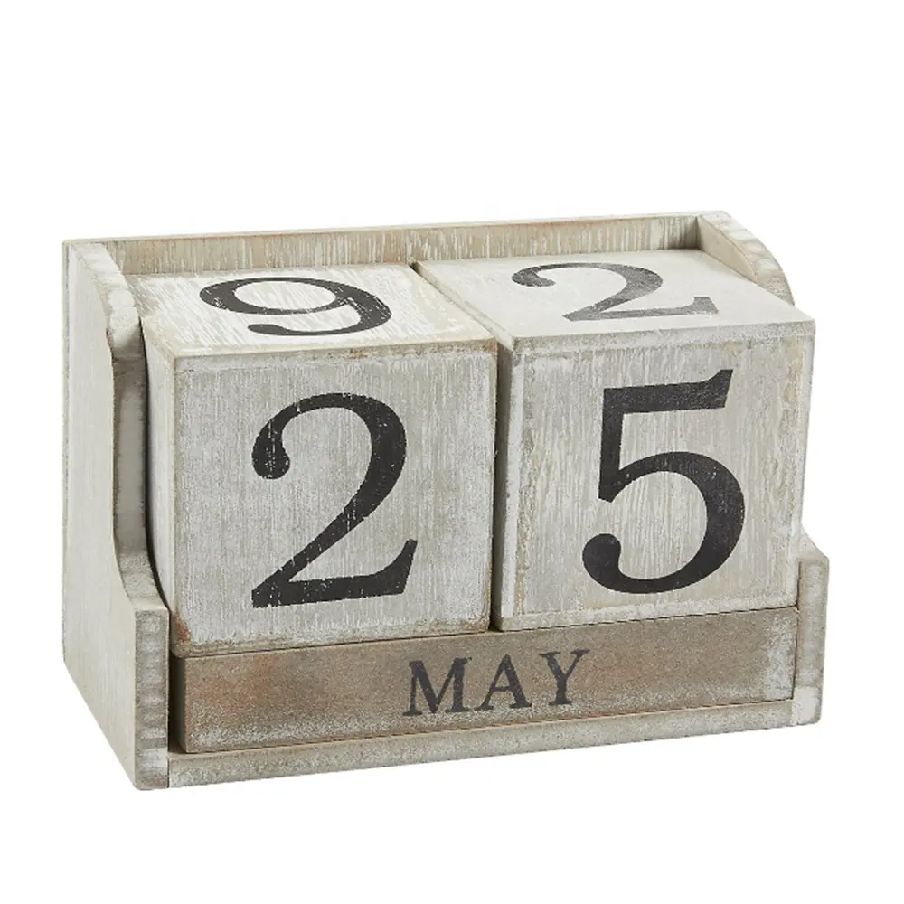 Personalizado de decoración de oficina y hogar calendario bloque de madera perpetuo Calendario de escritorio