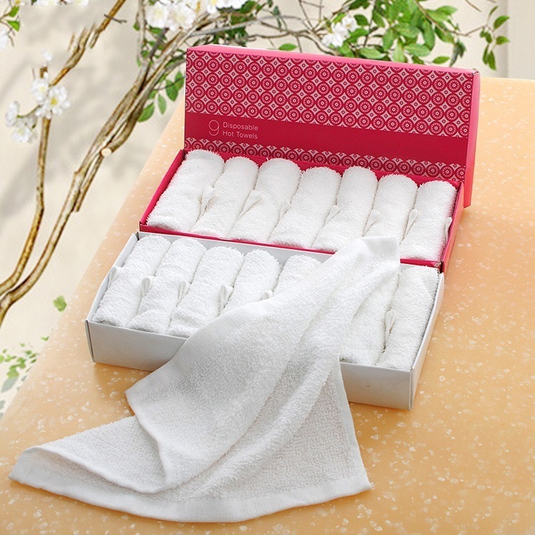 Wholesale or Custom Cold Towel Hot Towel 100% Cotton Disposable for Face and Hand Custom Color Logo Package Available