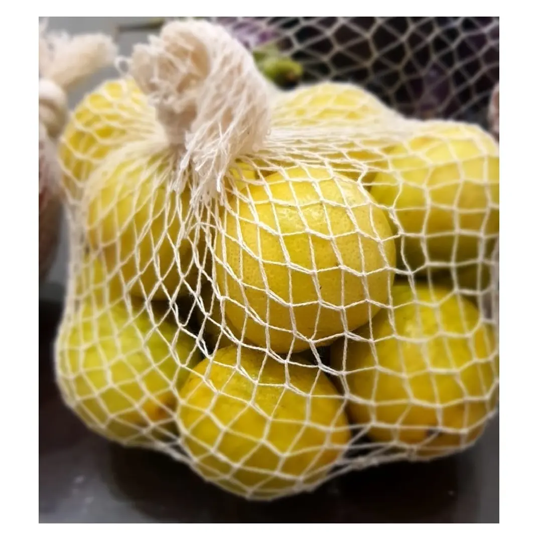 Saco de malha tubular de algodão feito sob encomenda, amigável, saco disponível para embalagem de frutas e bens do consumidor