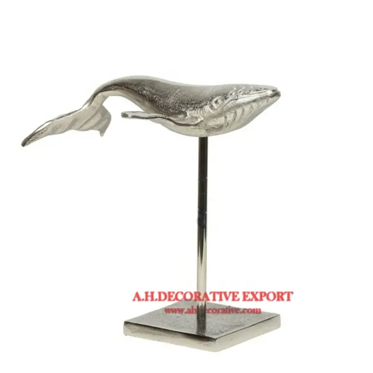 Patung Ikan Buatan Tangan Logam Dekoratif Desain Terbaru dengan Alas Berdiri untuk Hiasan Tengah Meja