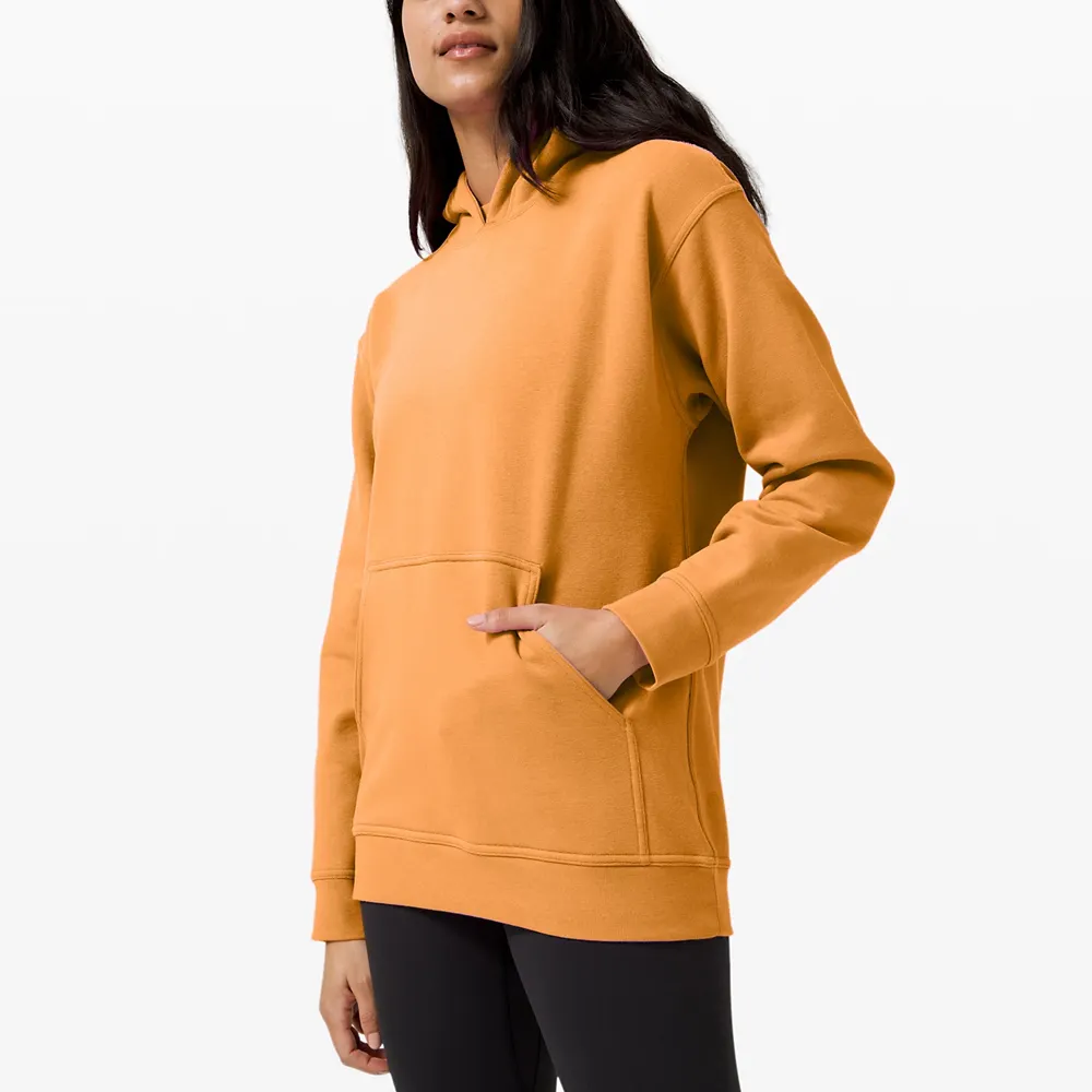 Pullover di Design personalizzato di vendita caldo Casual tinta unita manica lunga abbigliamento da allenamento felpe con cappuccio moda donna
