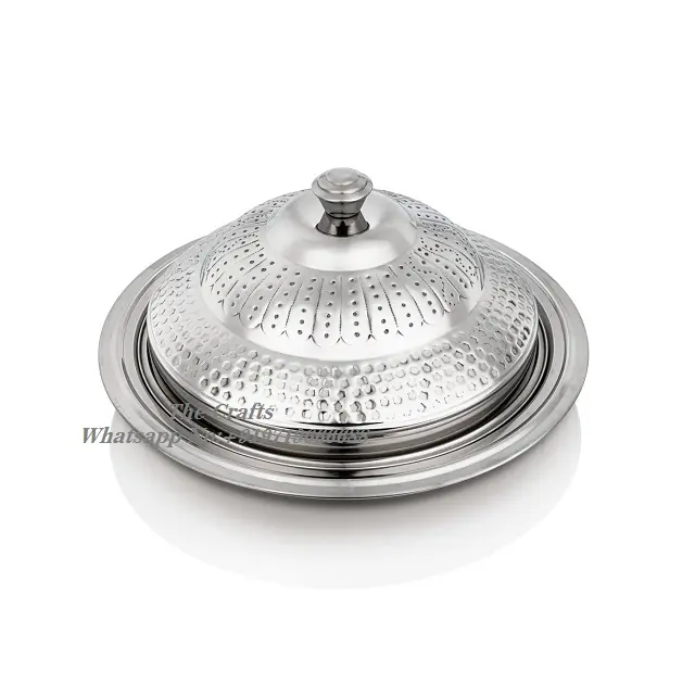 Prime Quality Stainless Steel Round Shape Butter Dish With Stylish Lid Restaurant Tableware Serving Butter Dish