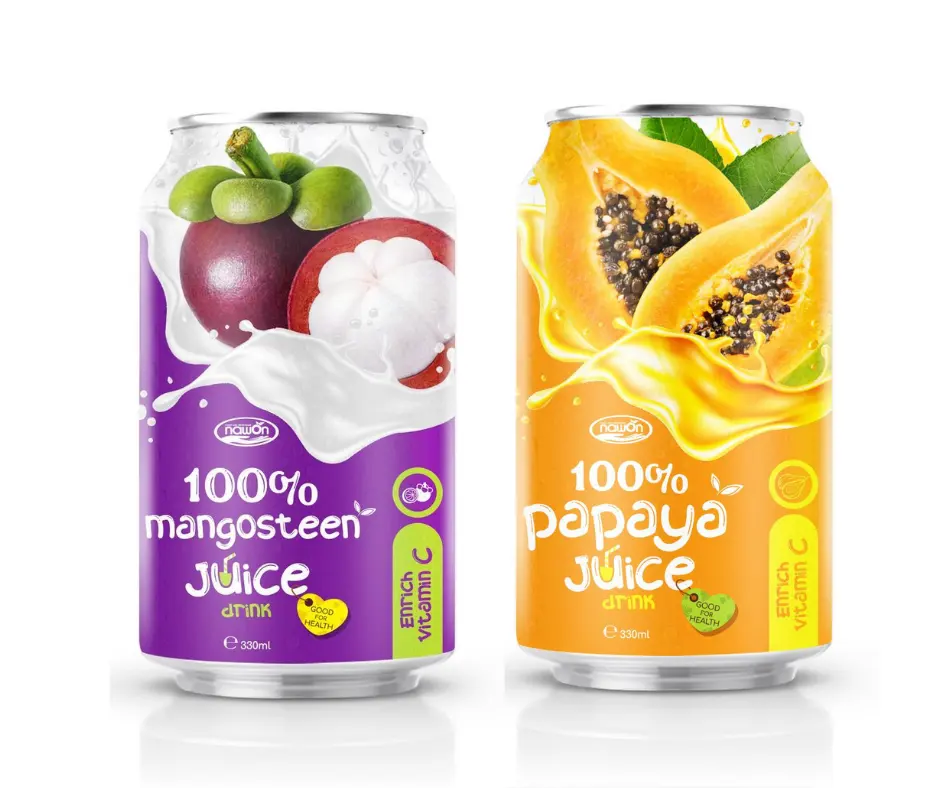 Jugo de fruta puro NAWON de 330ml, jugo de fruta fresca de papaya, venta al por mayor, fabricante de bebidas OEM ODM BRC, caja de jugo natural de Vietnam