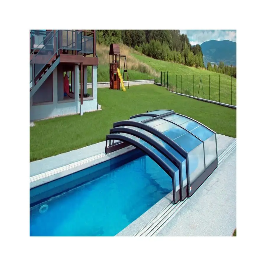 Carcasa de techo de vidrio para piscina, protección solar de aluminio