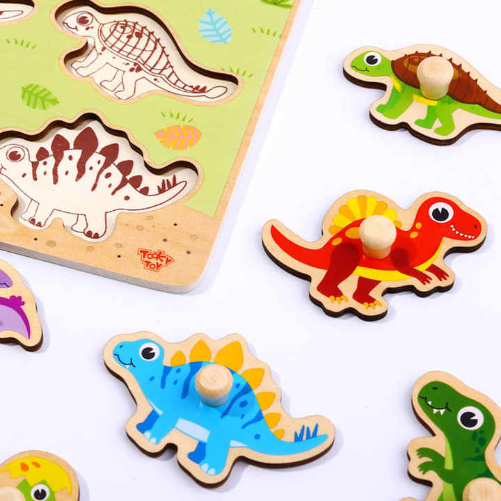 Wooden Dinosaur Shape Puzzle Educational Toys for Kids Learning Children's Play Creative Cognitive Game
