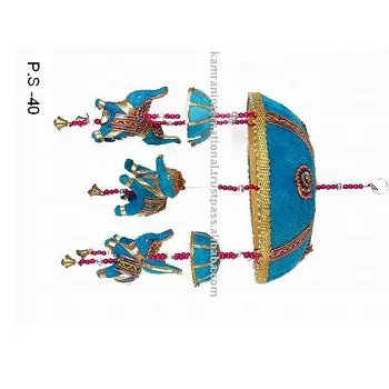 Indische Stoff Elefanten glocke Wandbehänge in blauer Farbe, traditionelle Rajasthani Glocke Wandbehang