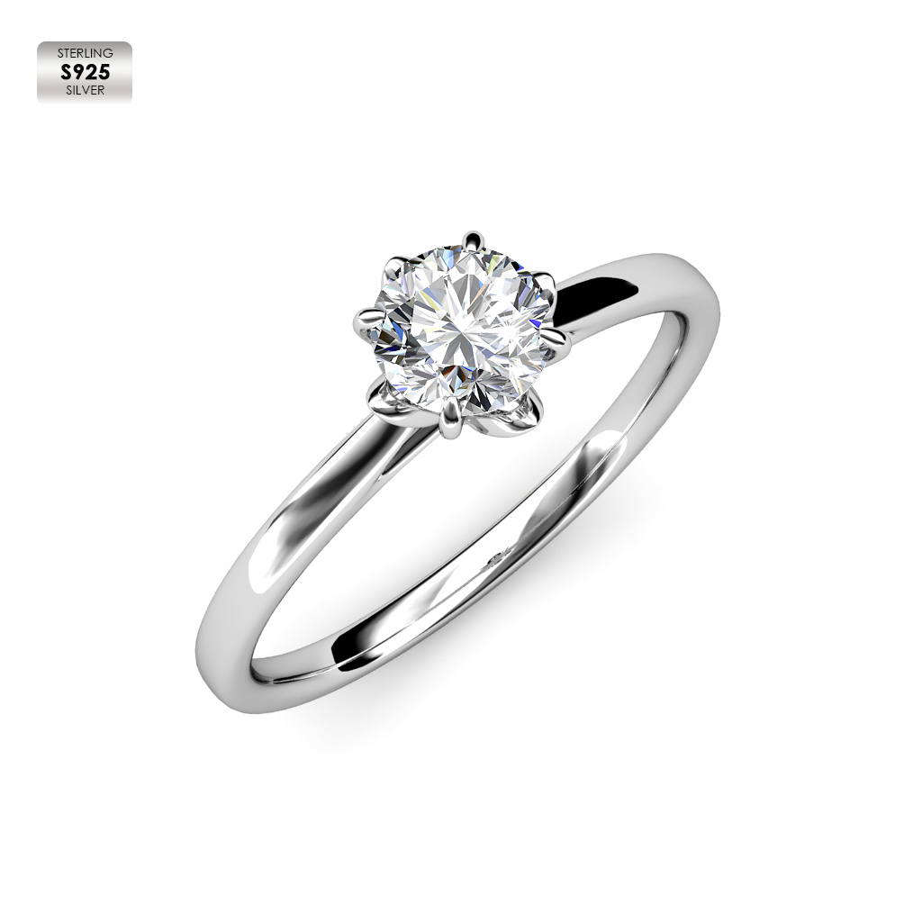 Silver 925 18k White Gold Plated Wedding Diamond Ring