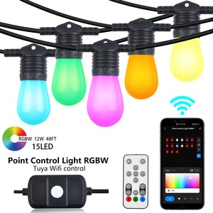 最新の48FT15電球パーティーホリデーストリングライトポイントコントロールtuyaWiFi & BLEスマートrgbwストリングライト - Product Image 1
