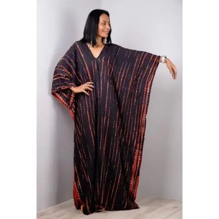 2023 Nova Mão Feita Tie Dye Praia Vestido Boho Kaftan Swim Cover Up Tecido De Algodão Longo Kaftan Para As Mulheres Vestido Maxi