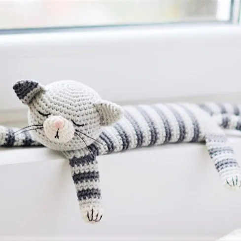 Cat Sleepy Lavora All'uncinetto il Modello/Tabby Amigurumi Gatto Crochet giocattolo