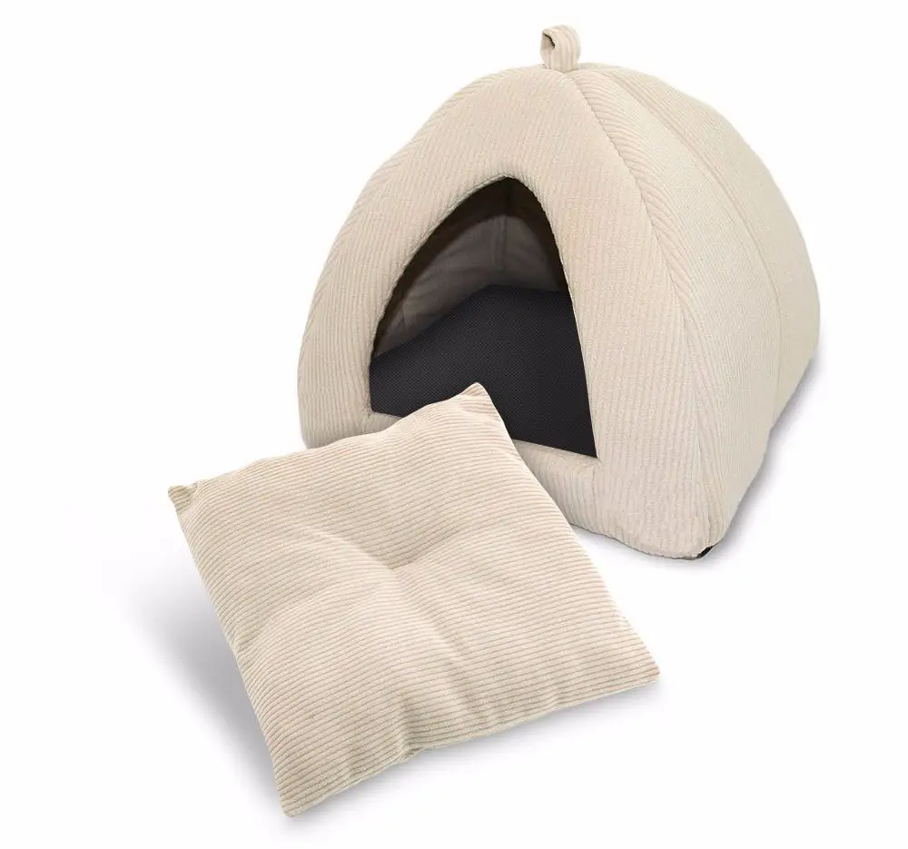 Letto in peluche a forma di casa per animali domestici portatile caldo invernale e cuscino rimovibile per cani e gatti