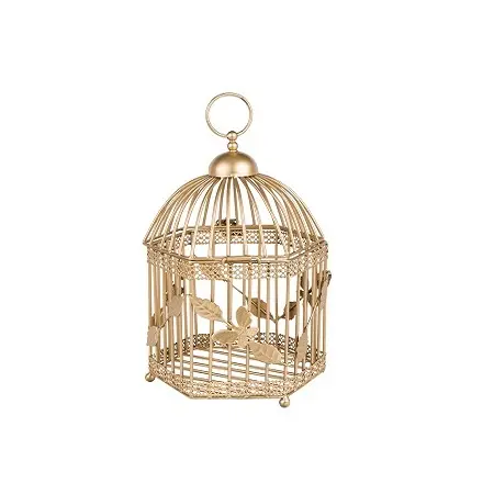 Prime Quality Iron Wire Bird Parrot Pet Cage Leaf Design Gold Color Home And Garden Bird Cage At Acceptable Price