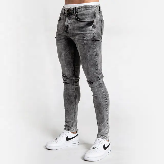 Jeans elasticizzati lavati di colore grigio pantaloni slim fit in denim fabbricati da Hawk Eye Sports ( PayPal verificato)