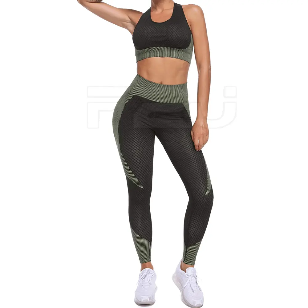 Pakaian Olahraga Kustom Baru Spandex Pakaian Yoga Pinggang Tinggi Womens Gym Jaket Set Pakaian Aktif Lengan Panjang Mulus