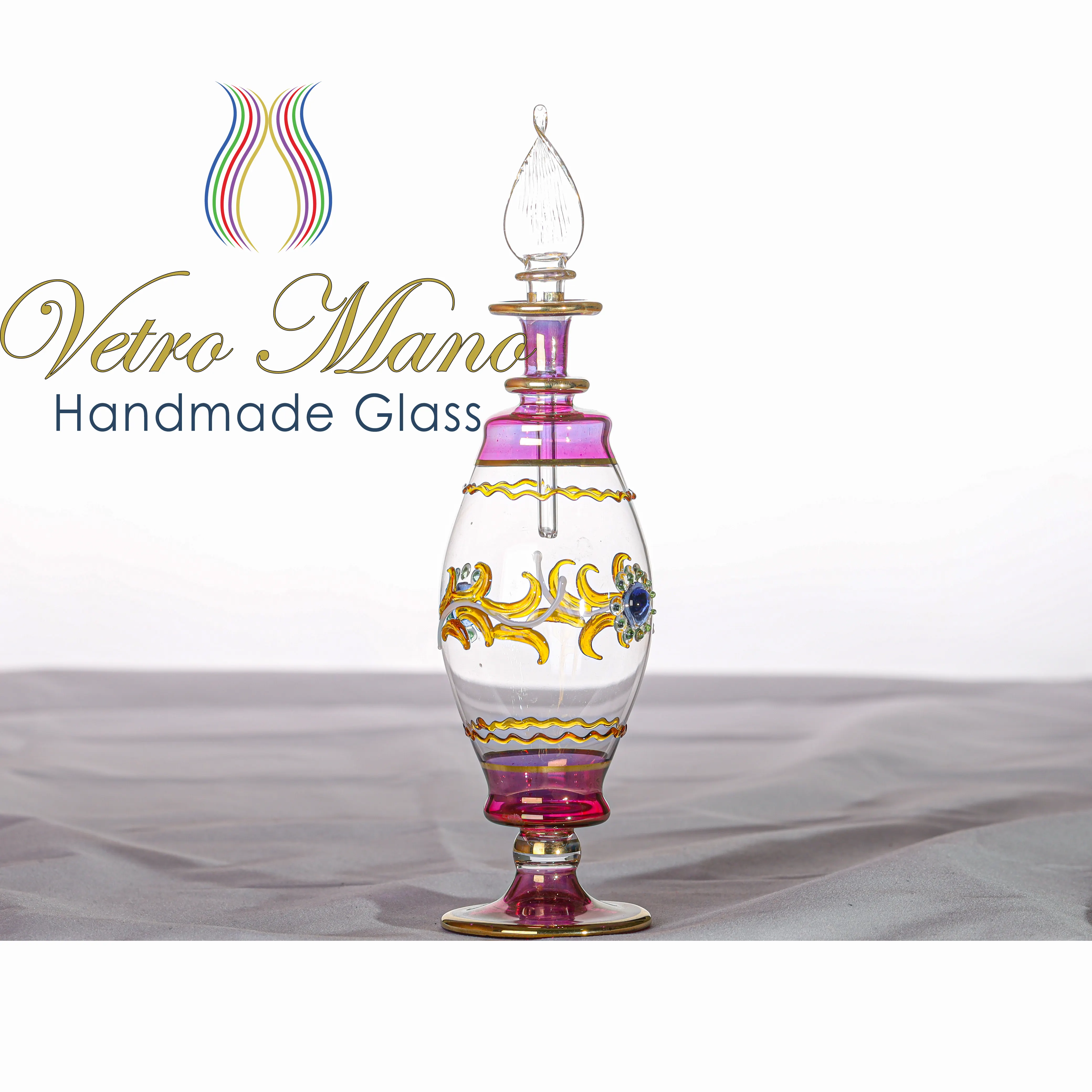 エジプトの香水瓶、手吹き装飾パイレックスガラスボトル