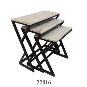 Modern <strong>Rectangular</strong> Black Iron <strong>Nesting</strong> <strong>Table</strong> Set of 3 Solid Black <strong>Tables</strong> Cheap Metal <strong>Tables</strong> Set for Sale - Product Image 2