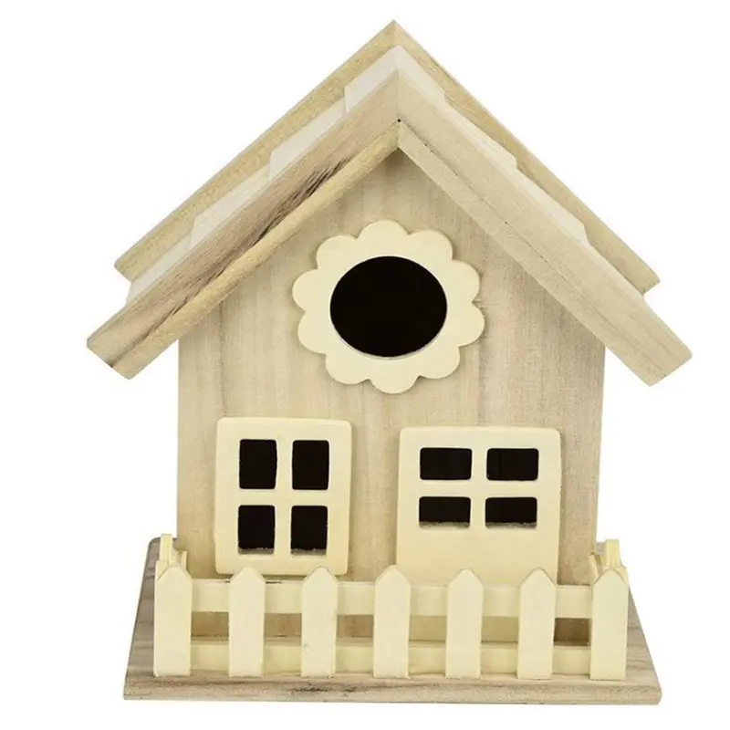 Diy — maison d'oiseaux en bois, pièces, modèle inachevé, pour enfants, pour construire une maison d'oiseaux, mangeoire d'extérieur, jouets pour bébés, avec véranda avant