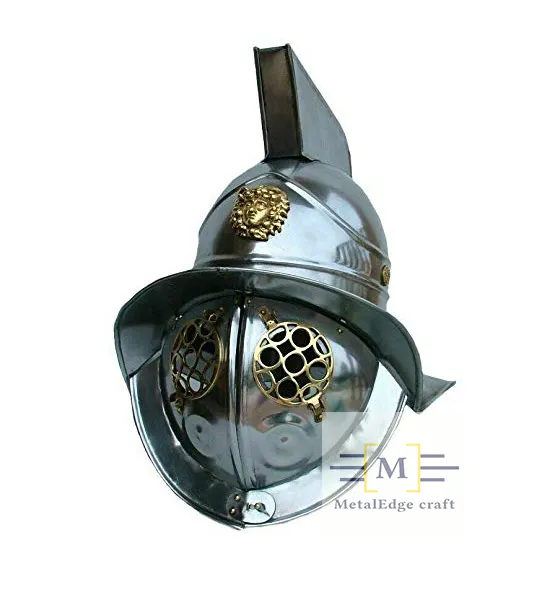중세 검투사 헬멧 III 황동 재연 갑옷 헬멧 금속 기사 헬멧