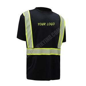 เสื้อยืด Hi VIS สั่งทำโลโก้และป้าย100% โพลีเอสเตอร์เสื้อเชิ้ตตาข่ายตานกเพื่อความปลอดภัยในการทำเหมืองเสื้อก่อสร้างสะท้อนแสง